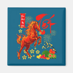 Jaar van het paard Maans Vietnamese nieuwjaar Vuur Magneet