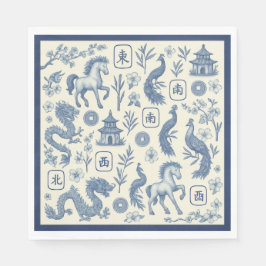 Jaar van het Paard Mahjong Toile servetten
