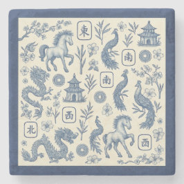 Jaar van het Paard Mahjong Toile Stenen Onderzette Onderzetter