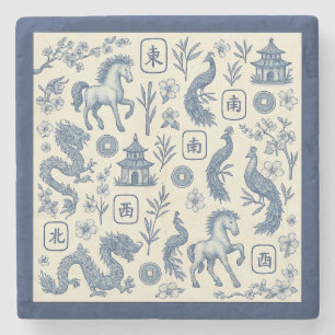 Jaar van het Paard Mahjong Toile Stenen Onderzette Onderzetter