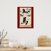 Jaar van het Paard-rol: Traditionele Chinese Kunst Poster (Keuken)
