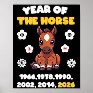 Jaar van het paard Schattig Dierenriemteken 2026 O Poster