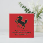 Jaar van het Paard Vlakke Wenskaart (Staand voorkant)