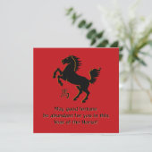 Jaar van het Paard Vlakke Wenskaart (Staand voorkant)