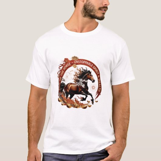 Jaar van het Paard Vlam, Maangesternte Cadeau T-shirt (Voorkant)