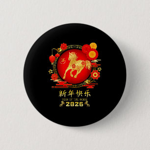 Jaar Van Het Paard Zodiac 2026 – Gelukkig Chinees  Ronde Button 5,7 Cm