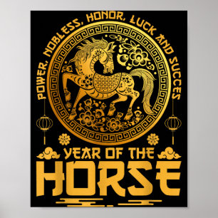 Jaar Van Het Paard Zodiac Gelukkig Chinees Maanjaa Poster