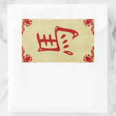 jaar van het paardenchinese symbool rechthoekige sticker (Tas)