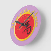 Jaar van het paardenvlamrood ronde klok (Hoek)