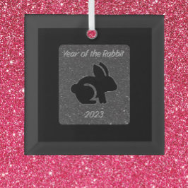 Jaar van het Rabbit Black Glitter Design Glas Ornament