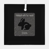 Jaar van het Rabbit Black Glitter Design Glas Ornament (Achterkant)