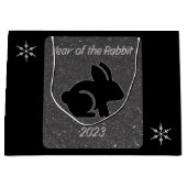 Jaar van het Rabbit Black Glitter Design Groot Cadeauzakje (Voorkant)