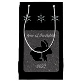 Jaar van het Rabbit Black Glitter Design Klein Cadeauzakje (Voorkant)