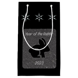 Jaar van het Rabbit Black Glitter Design Klein Cadeauzakje