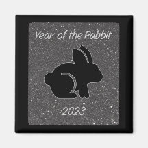 Jaar van het Rabbit Black Glitter Design
