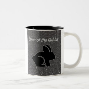 Jaar van het Rabbit Black Glitter Design Tweekleurige Koffiemok