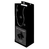 Jaar van het Rabbit Black Glitter Design Wijn Cadeautas (Achterkant Gekanteld)