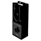 Jaar van het Rabbit Black Glitter Design Wijn Cadeautas (Voorkant Gekanteld)