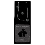 Jaar van het Rabbit Black Glitter Design Wijn Cadeautas (Voorkant)