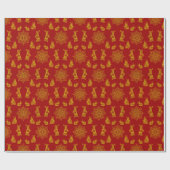 Jaar van het Rabbit Red en Gold Mandala Pattern Cadeaupapier (Vlak)