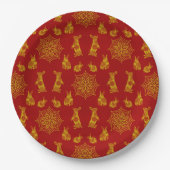 Jaar van het Rabbit Red en Gold Mandala Pattern Papieren Bordje (Voorkant)