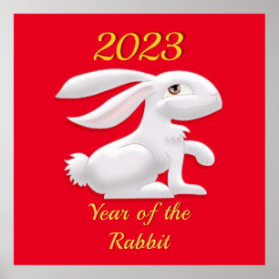 Jaar van het Rabbit Square Poster