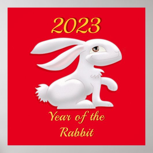Jaar van het Rabbit Square Poster (Voorkant)