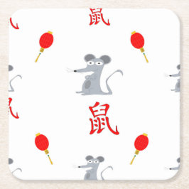 Jaar van het Rat 2020 Kartonnen Onderzetters