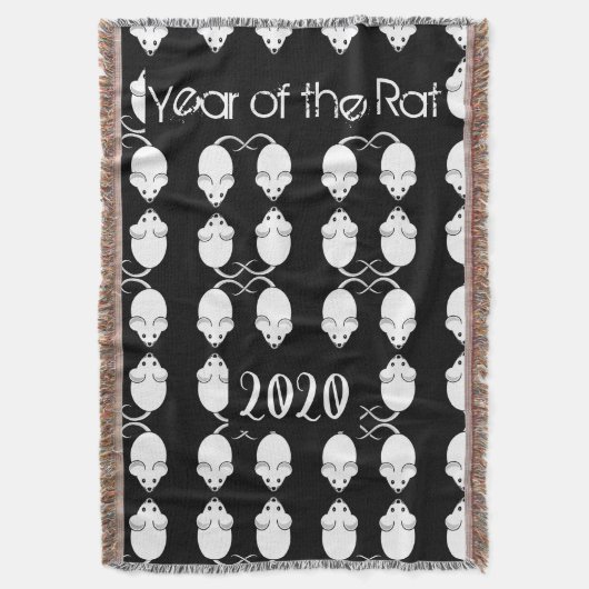 Jaar van het Rat 2020 Mijspatroon met Tekst Deken (Voorkant Verticaal)