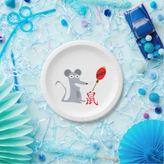 Jaar van het Rat 2020 Papieren Bordje (Feest)