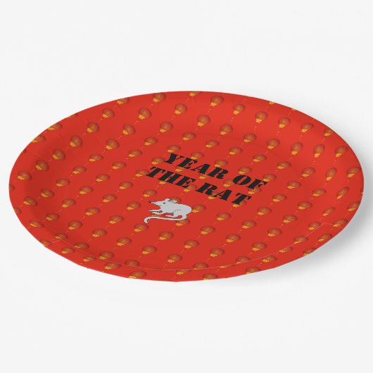 Jaar van het Rat Chinese Nieuwjaar Papieren Bordje (Gekanteld)