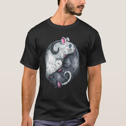 Jaar van het Rat Ying Yang Happy Chinees Nieuwjaar T-shirt (Voorkant)