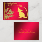 Jaar van het Rode Golden Patroon Notitiekaartje (Voorkant / Achterkant)