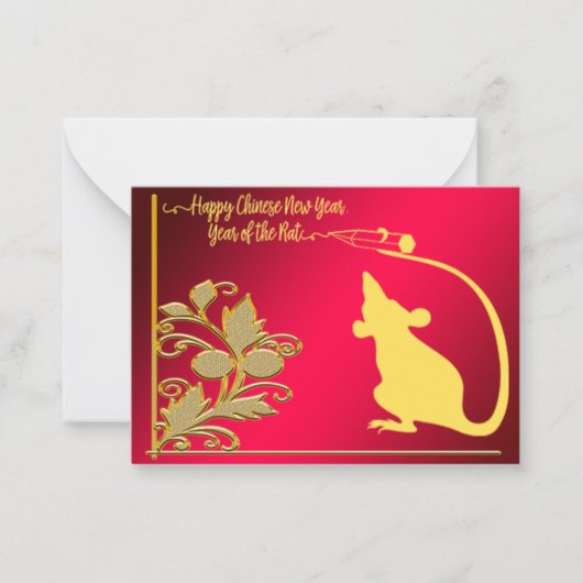 Jaar van het Rode Golden Patroon Notitiekaartje (Voorkant)