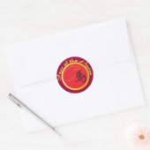 Jaar van het Rood van de Paarden Ronde Sticker (Envelop)