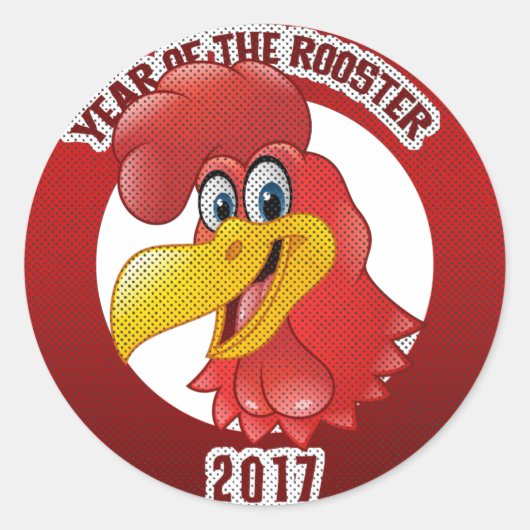 Jaar van het rooster 2017 ronde sticker (Voorkant)