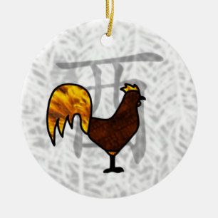 Jaar van het rooster keramisch ornament