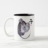 Jaar van het schilderij van de roodbruine inkt tweekleurige koffiemok (Links)