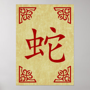 jaar van het snake chinese symbool poster