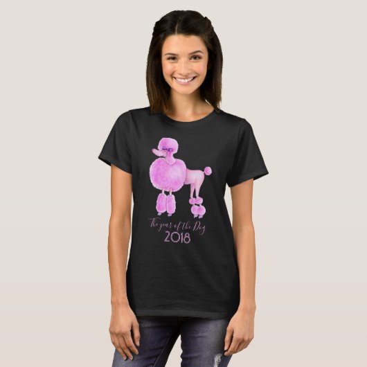 Jaar van het t-shirt van de roze hond (Voorkant volledig)
