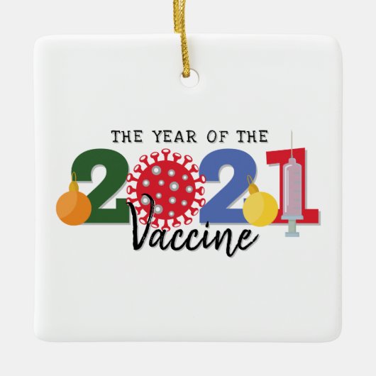 Jaar van het vaccin 2021 keramisch ornament (Voorkant)