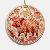 Jaar van het Varken Chiyogami Ornament (Voorkant)