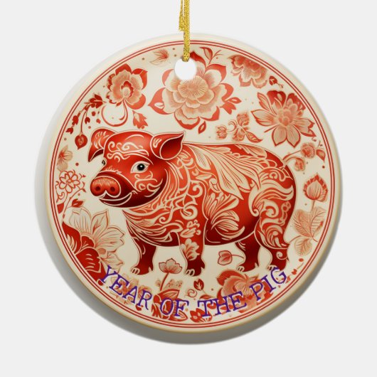 Jaar van het Varken Chiyogami Ornament (Achterkant)