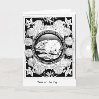 Jaar van het Varken Feestdagen Kaart