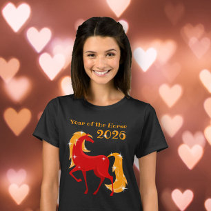 Jaar van het Vuur Paard 2026 Chinese Zodiac Vrouwe T-shirt