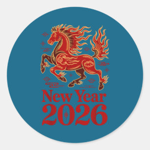 Jaar Van Het Vuurpaard 2026 Chinese Nieuwjaar Ronde Sticker