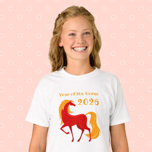Jaar van het Vuurpaard 2026 Chinese Zodiac Girl's T-shirt