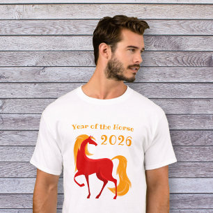 Jaar van het Vuurpaard 2026 Chinese Zodiac Mannen T-shirt