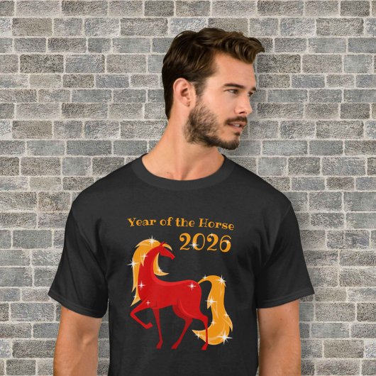 Jaar van het Vuurpaard 2026 Chinese Zodiac Mannen T-shirt