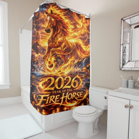 Jaar van het Vuurpaard 2026 Douchegordijn (In situ)